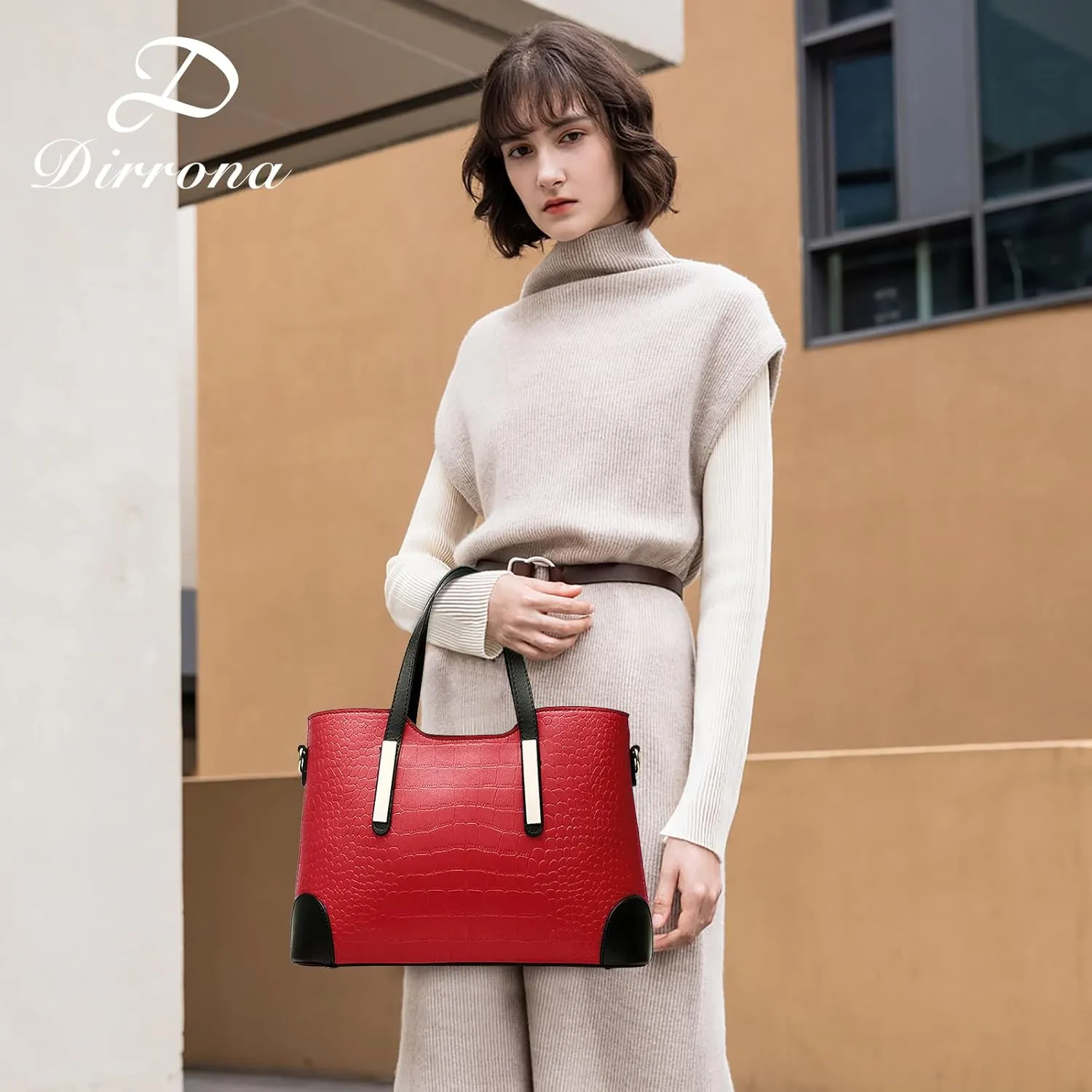 Fashion Women Handbags Set 2 Pcs Large Shoulder Bag Multifunctional