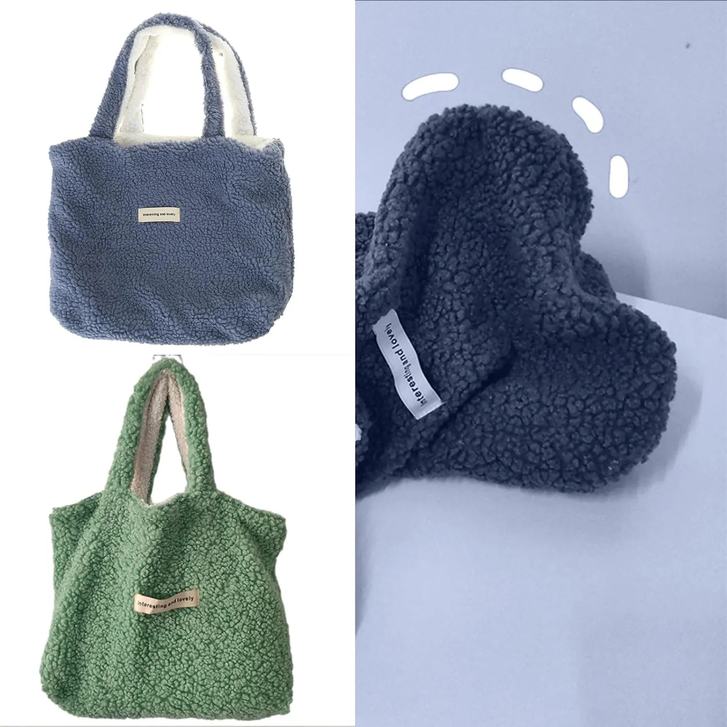 Fashionable Double Sided Imitation Lamb Wool Handbag for Autumn Winter with Large Capacity and Soft Plush Designs