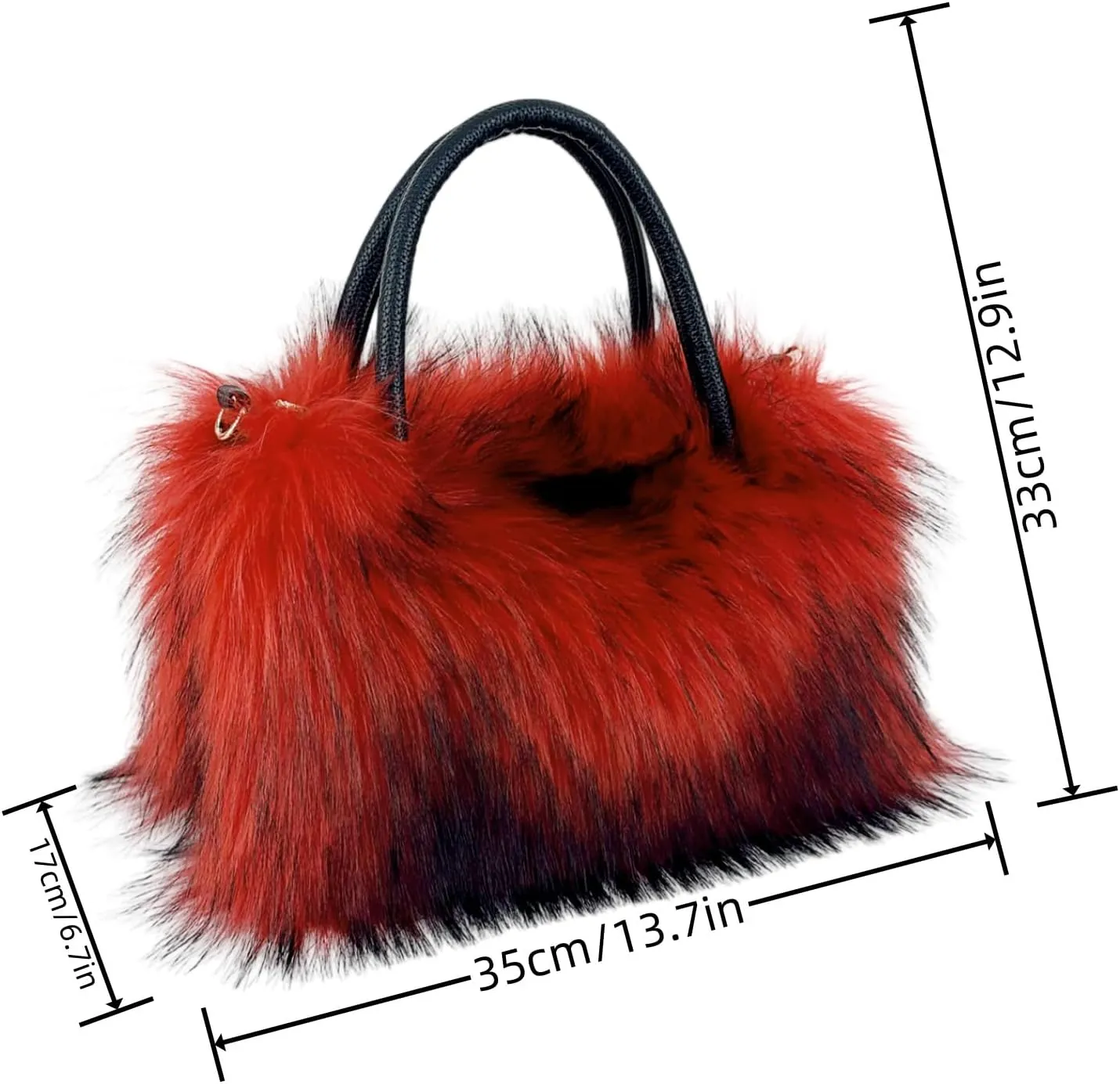 Faux Fur Tote Bag Women's Shoulder Handbags Fluffy Handbags Cute Soft Fluffy Purse Furry Bag for Shopping Working, Black