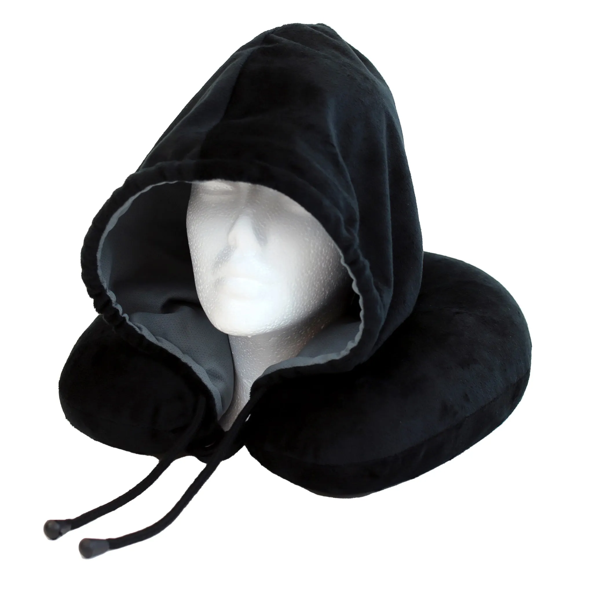 Fiber Filled Hooded Travel Neck Pillow - Adult - Dual Color - 12" x 12" - 4 Colors Available