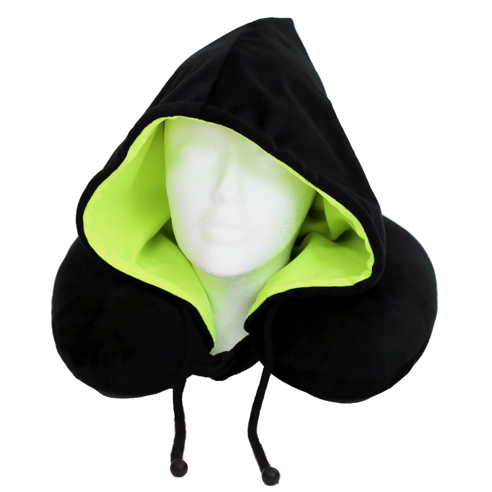 Fiber Filled Hooded Travel Neck Pillow - Adult - Dual Color - 12" x 12" - 4 Colors Available