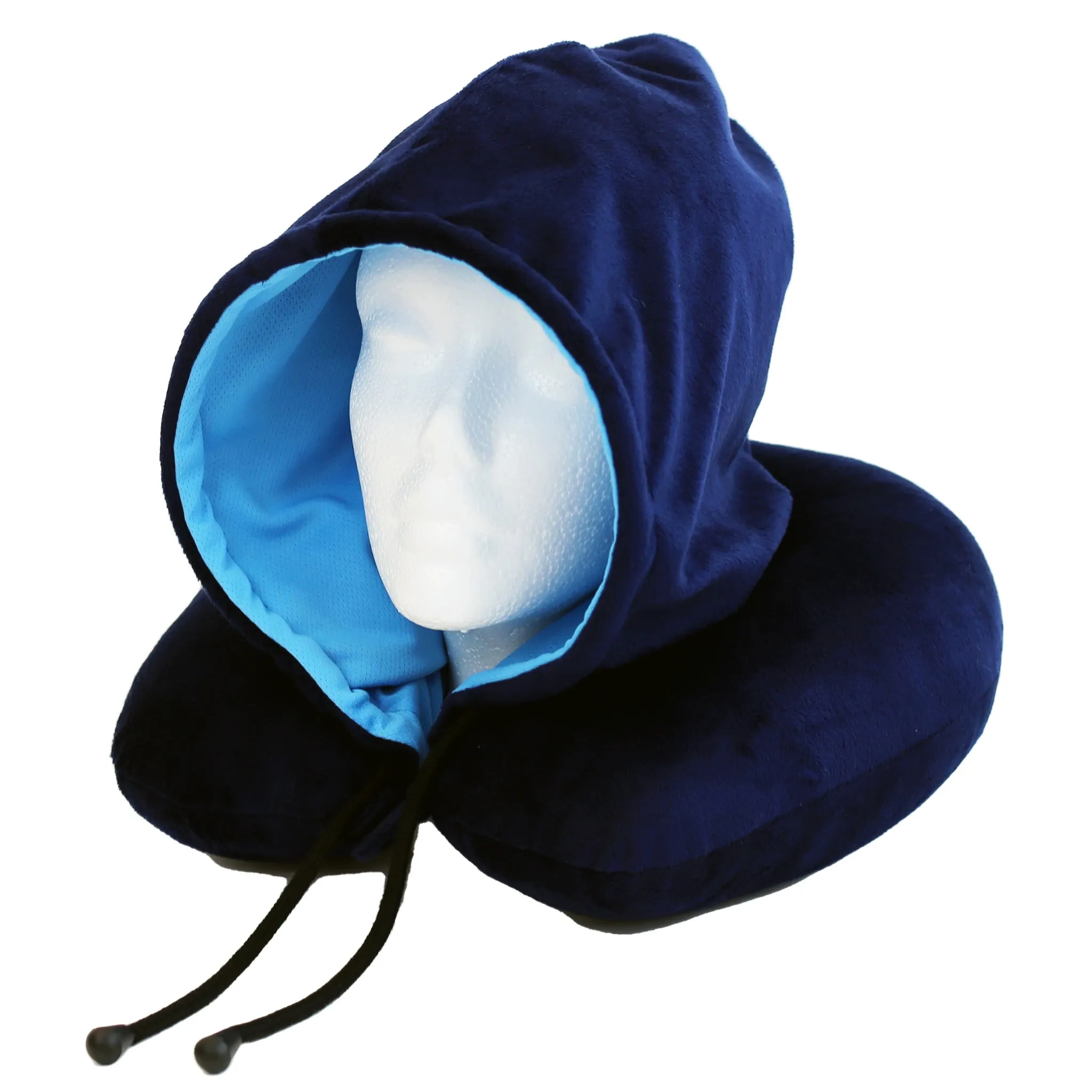 Fiber Filled Hooded Travel Neck Pillow - Adult - Dual Color - 12" x 12" - 4 Colors Available