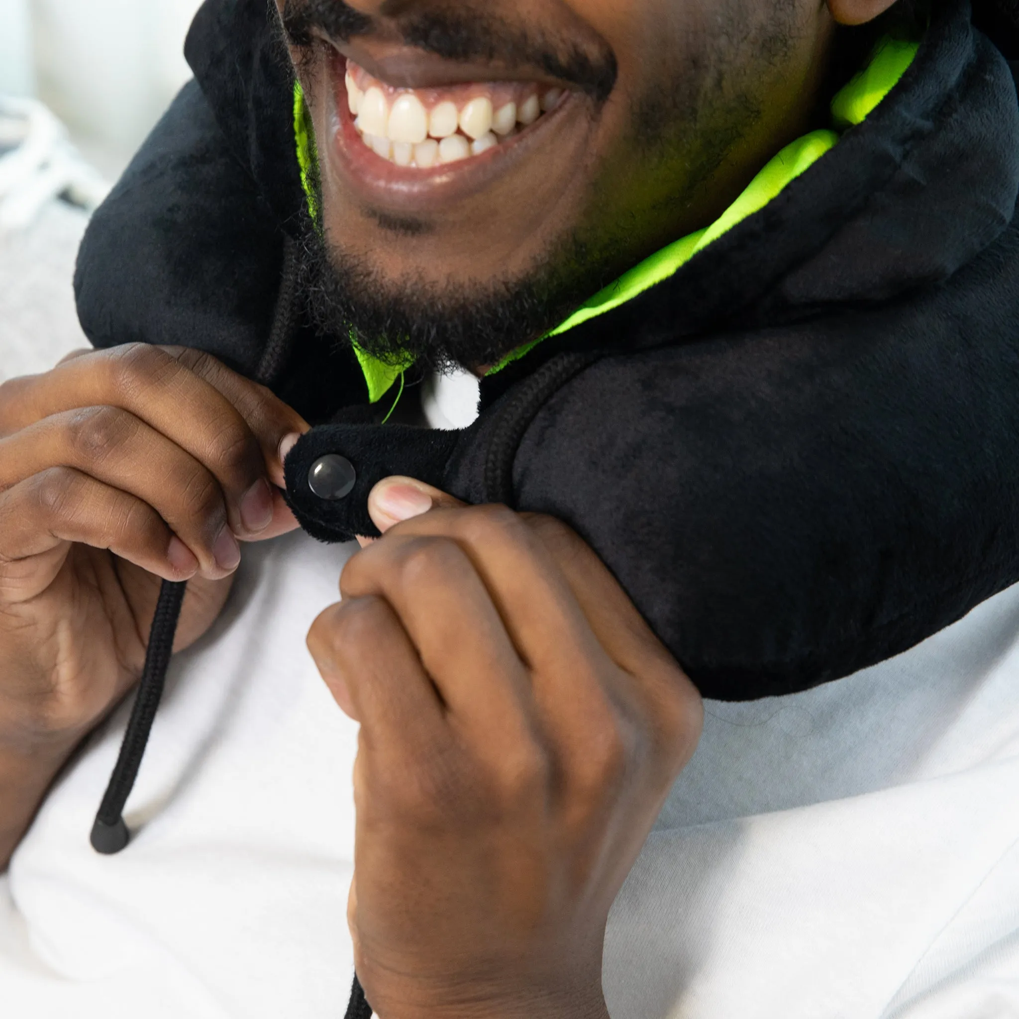 Fiber Filled Hooded Travel Neck Pillow - Adult - Dual Color - 12" x 12" - 4 Colors Available