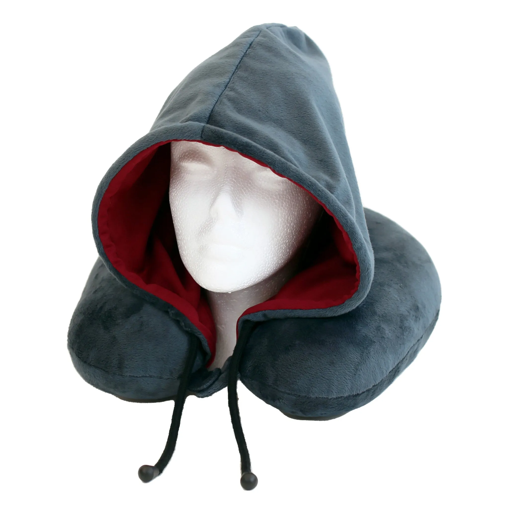 Fiber Filled Hooded Travel Neck Pillow - Adult - Dual Color - 12" x 12" - 4 Colors Available