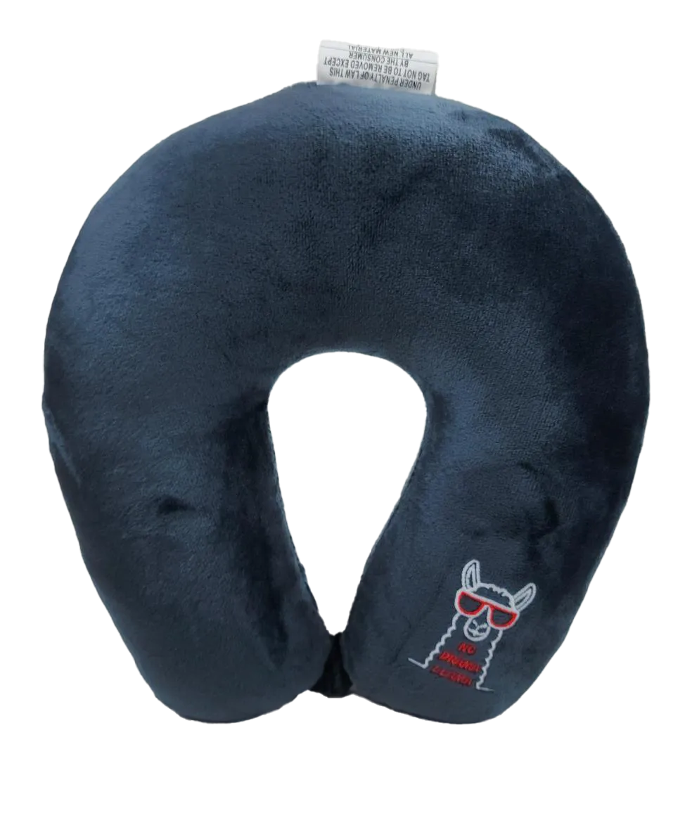 Fiber Filled Travel Neck Pillow - Adult - Novelty Embroidery - 12" x 12" - 21 Colors Available
