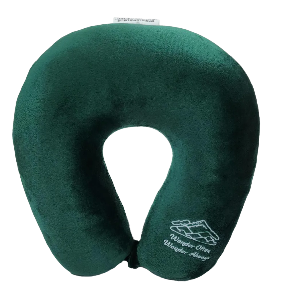 Fiber Filled Travel Neck Pillow - Adult - Novelty Embroidery - 12" x 12" - 21 Colors Available