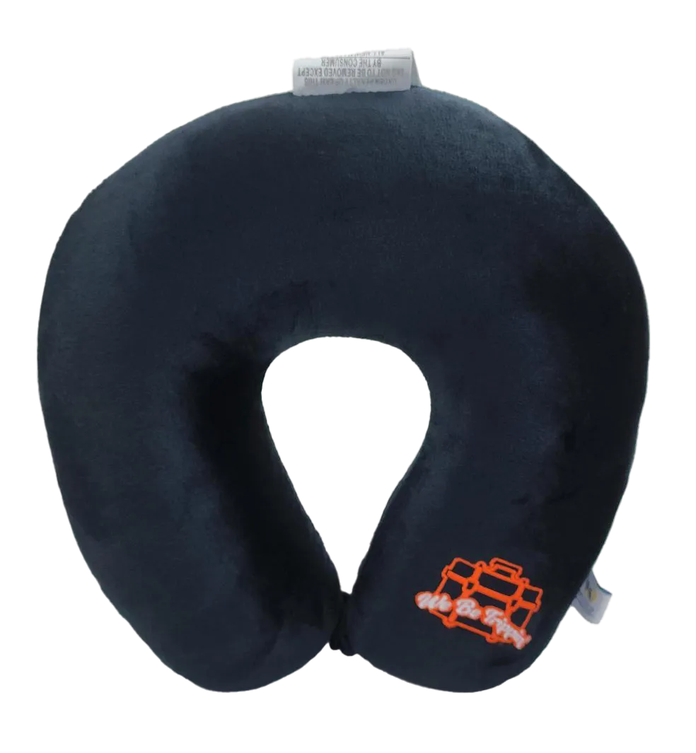 Fiber Filled Travel Neck Pillow - Adult - Novelty Embroidery - 12" x 12" - 21 Colors Available