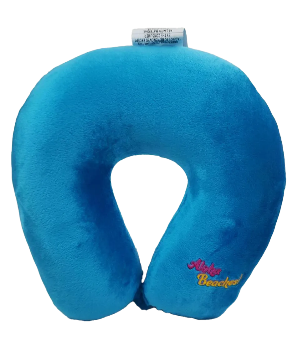 Fiber Filled Travel Neck Pillow - Adult - Novelty Embroidery - 12" x 12" - 21 Colors Available