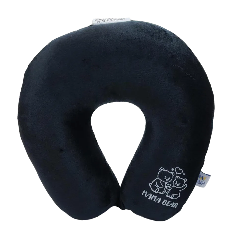 Fiber Filled Travel Neck Pillow - Adult - Novelty Embroidery - 12" x 12" - 21 Colors Available