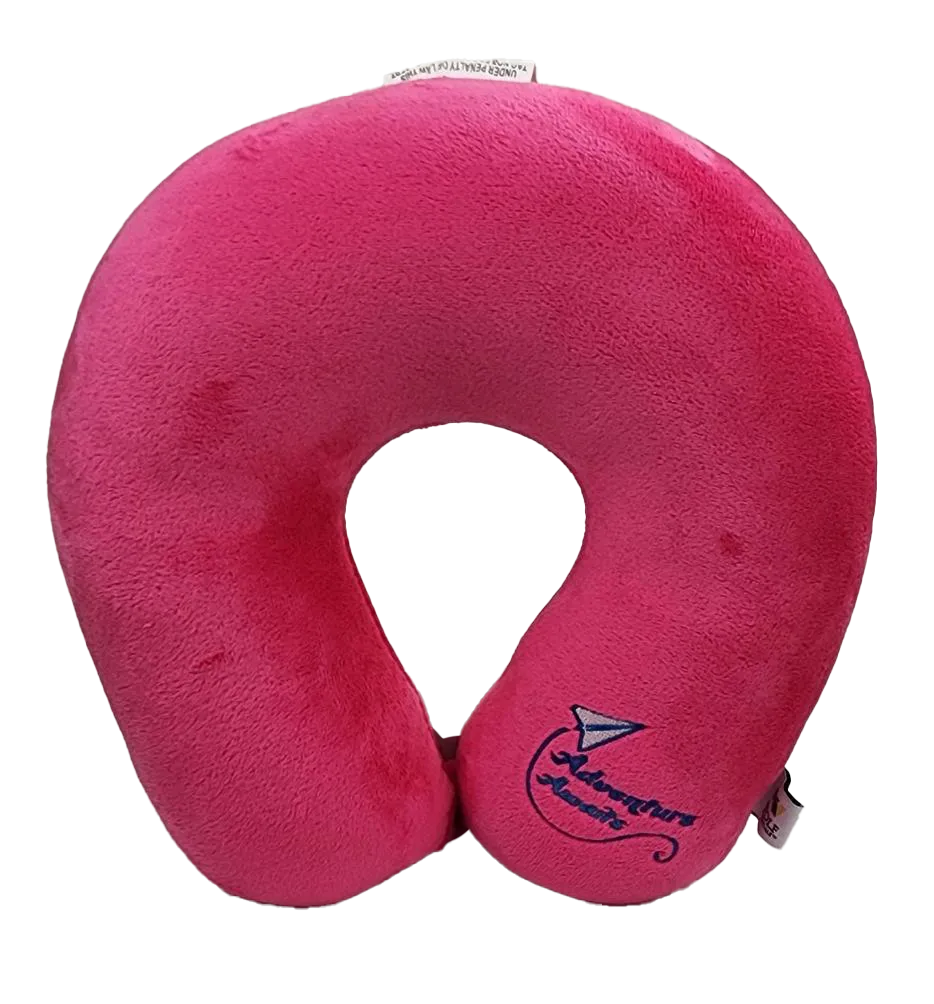 Fiber Filled Travel Neck Pillow - Adult - Novelty Embroidery - 12" x 12" - 21 Colors Available