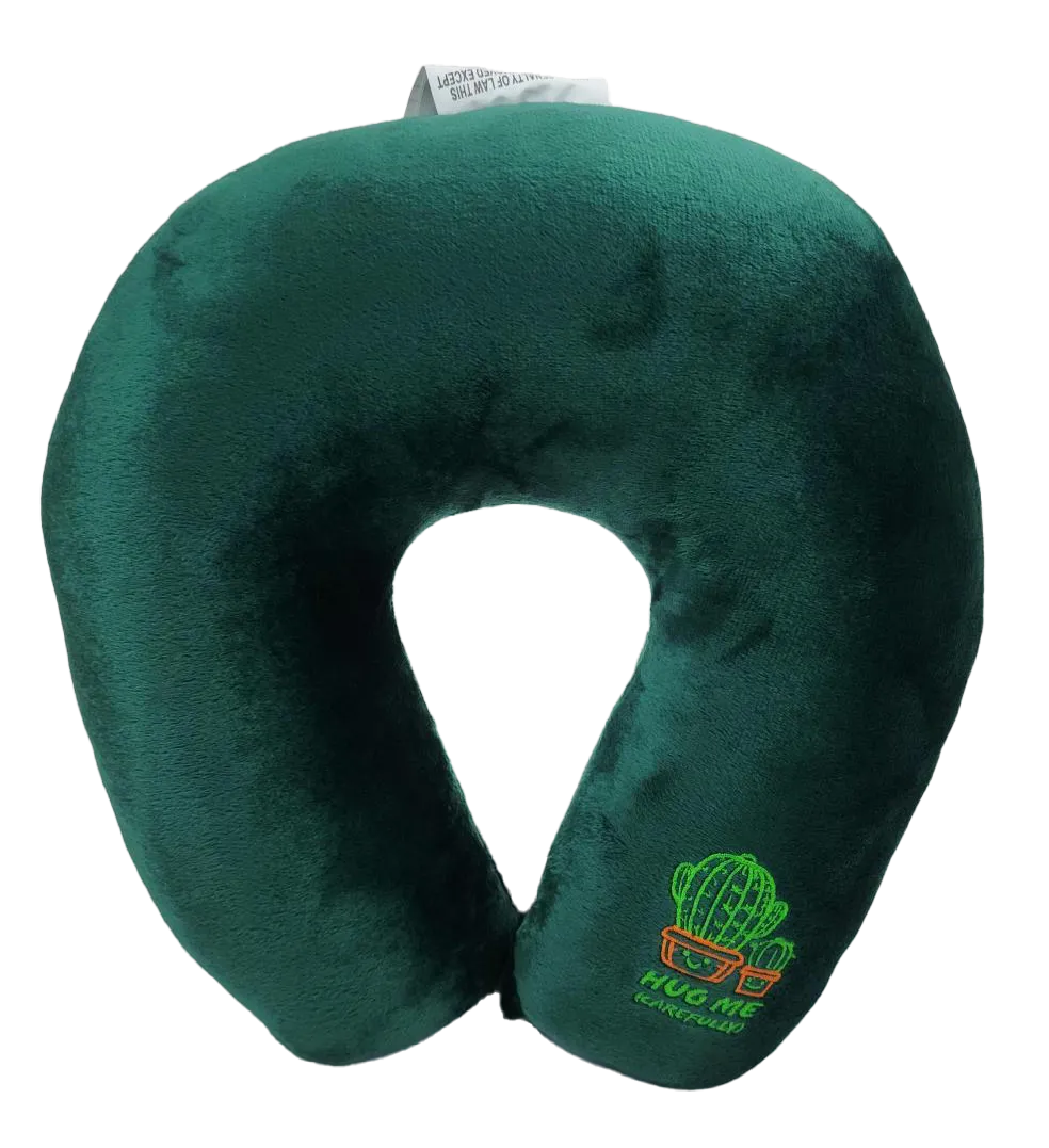 Fiber Filled Travel Neck Pillow - Adult - Novelty Embroidery - 12" x 12" - 21 Colors Available