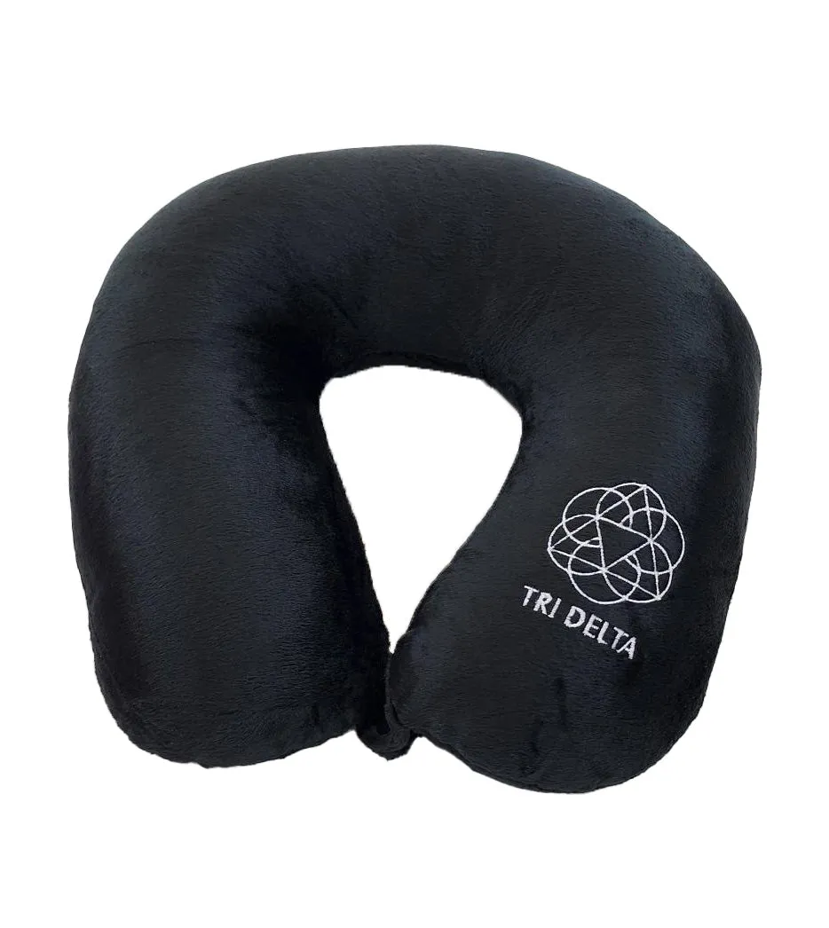 Fiber Filled Travel Neck Pillow - Adult - Sorority Embroidery - 12" x 12" - 15 Colors Available
