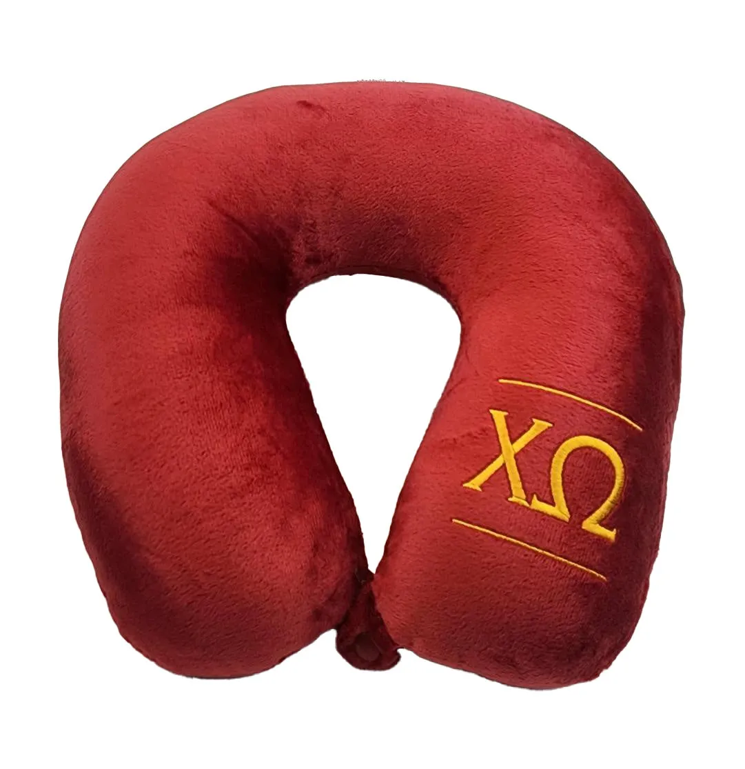 Fiber Filled Travel Neck Pillow - Adult - Sorority Embroidery - 12" x 12" - 15 Colors Available