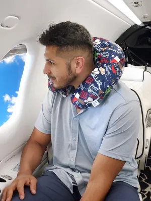 Fiber Filled Travel Neck Pillow - Adult - State Prints - 12" x 12" - 5 Colors Available