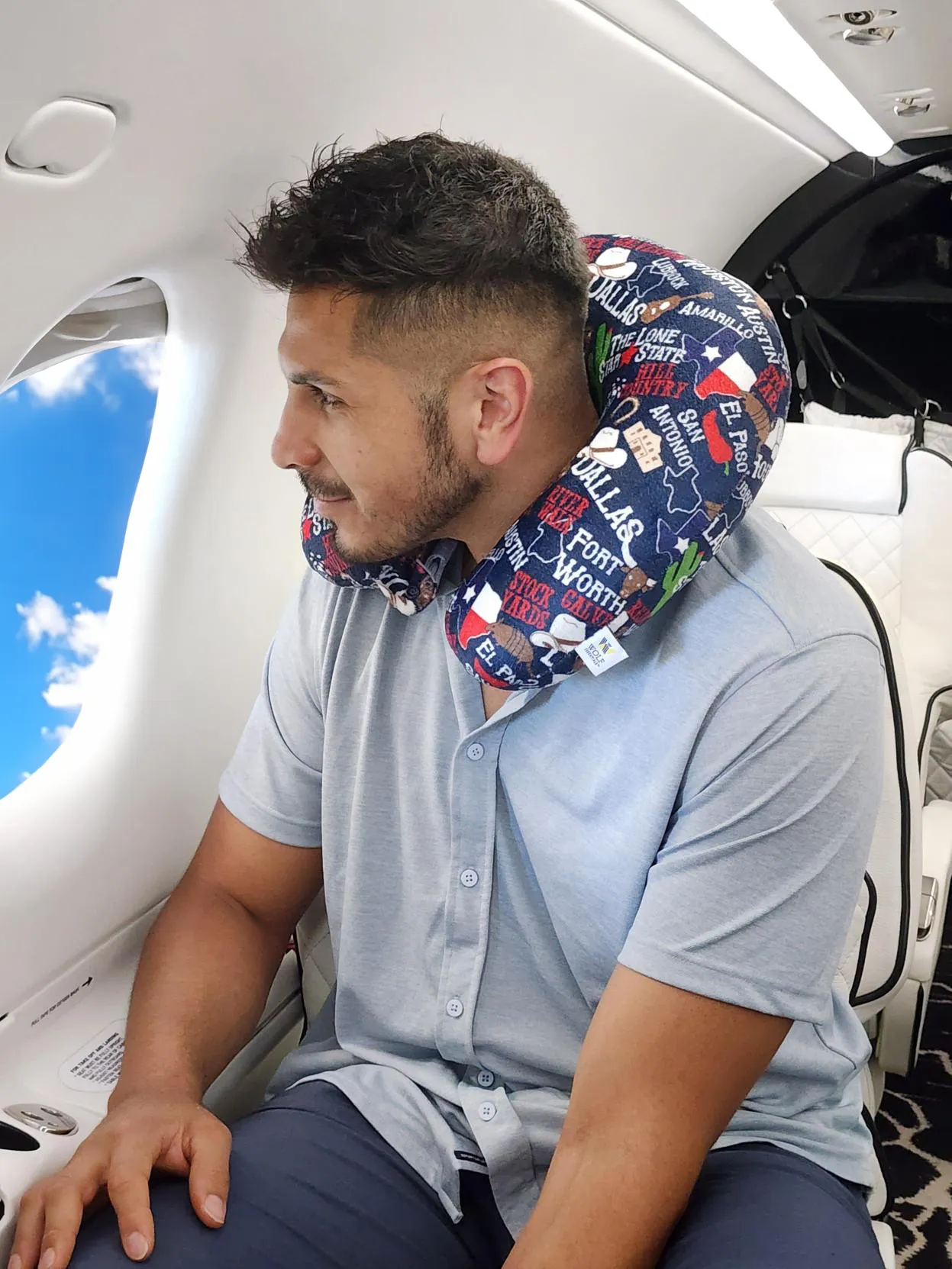 Fiber Filled Travel Neck Pillow - Adult - State Prints - 12" x 12" - 5 Colors Available