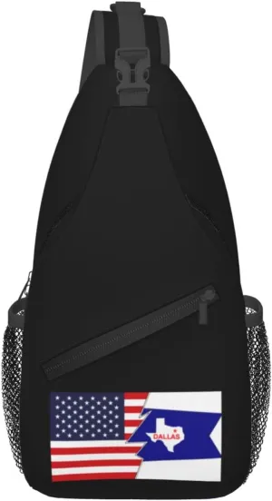 Flag Of Dallas, Texas (1954-1967) And America Crossbody Bags For Women Men Chest Backpack Gym Shoulder Bag Travel Outdoor Sports Casual Crossbody Bags
