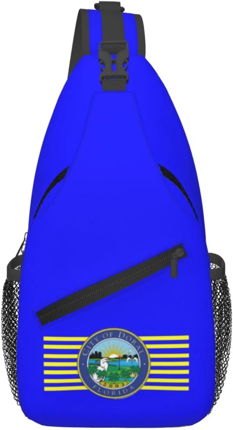 Flag Of Doral Crossbody Bags For Women Men Chest Backpack Gym Shoulder Bag Travel Outdoor Sports Casual Crossbody Bags