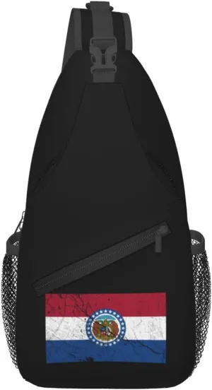 Flag Of Missouri Texture Effect Crossbody Bags For Women Men Chest Backpack Gym Shoulder Bag Travel Outdoor Sports Casual Crossbody Bags