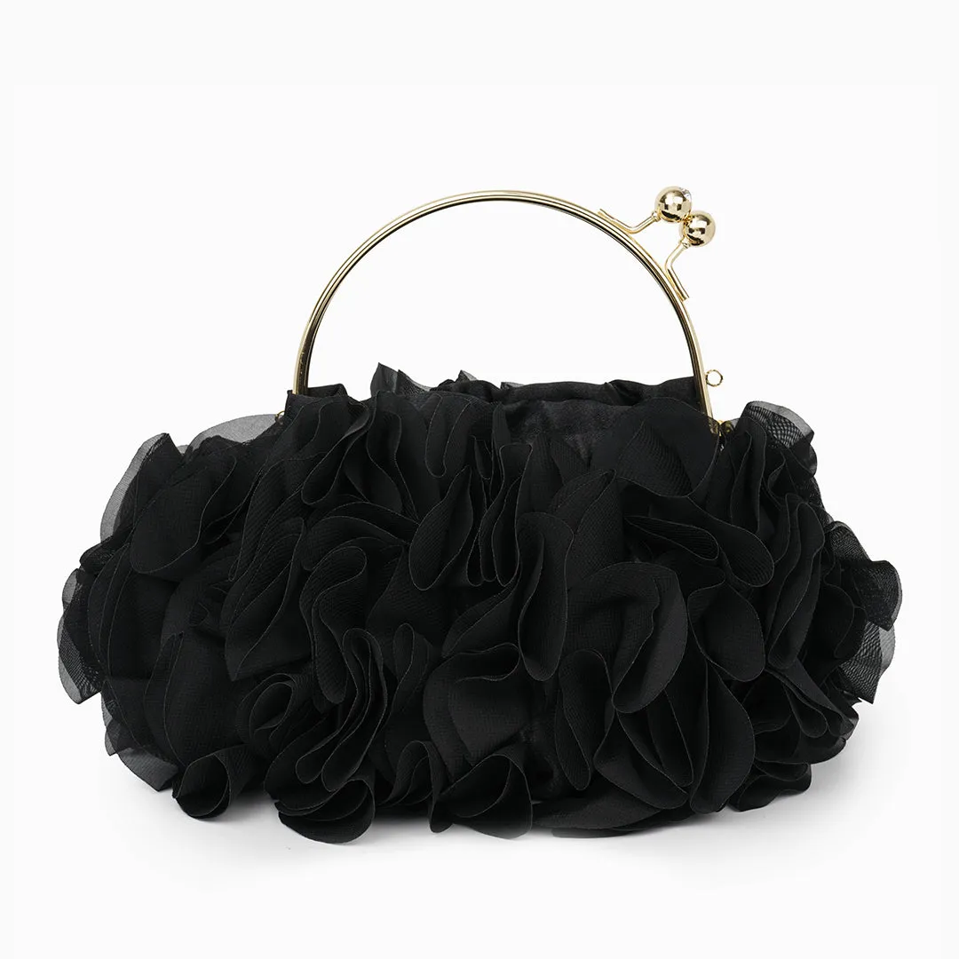 Flower clutch handbag - elegant floral evening bag with top handle