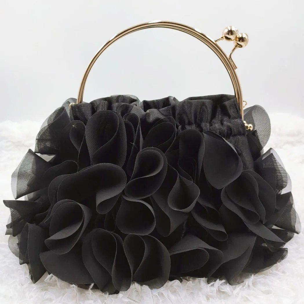 Flower clutch handbag - elegant floral evening bag with top handle