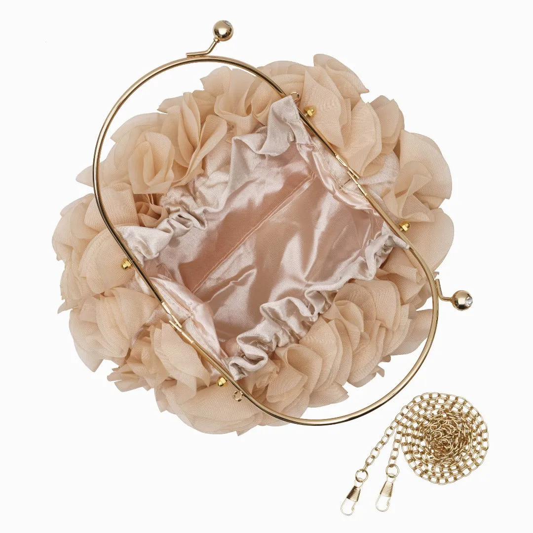Flower clutch handbag - elegant floral evening bag with top handle