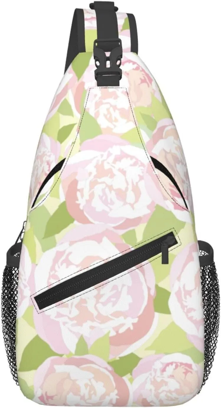 Flowers Seamless Pattern Crossbody Bags For Women Men Chest Backpack Gym Shoulder Bag Travel Outdoor Sports Casual Crossbody Bags