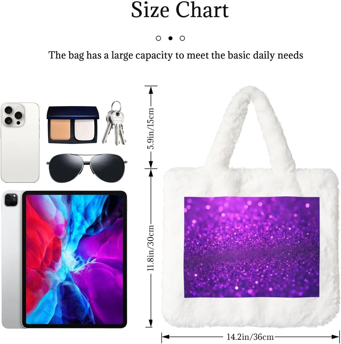 Furry Purse, Fluffy Tote Bag for Women Winter Faux Fur Bag Fuzzy Purse and Handbags