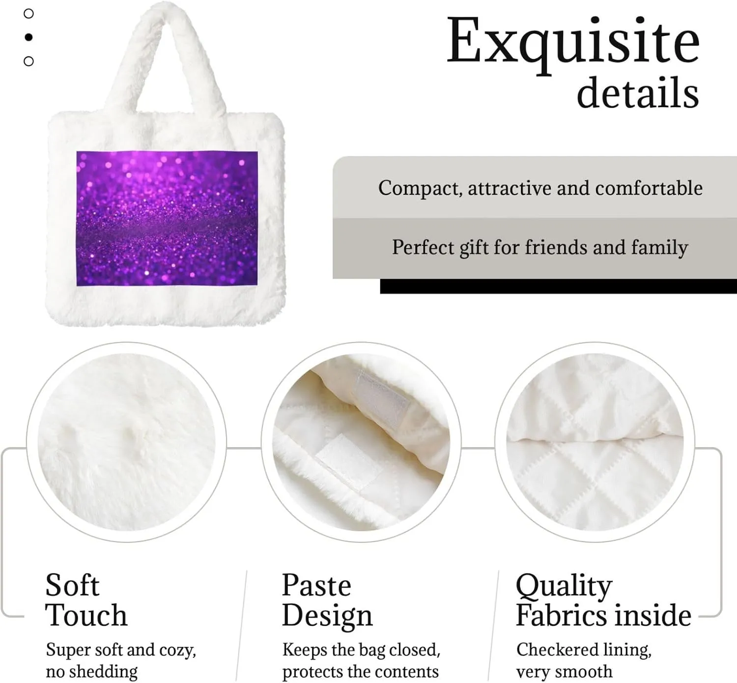Furry Purse, Fluffy Tote Bag for Women Winter Faux Fur Bag Fuzzy Purse and Handbags