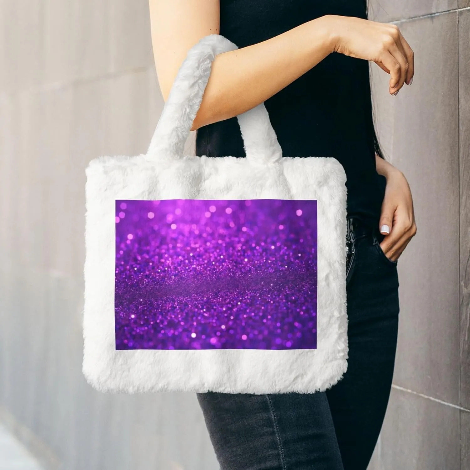 Furry Purse, Fluffy Tote Bag for Women Winter Faux Fur Bag Fuzzy Purse and Handbags