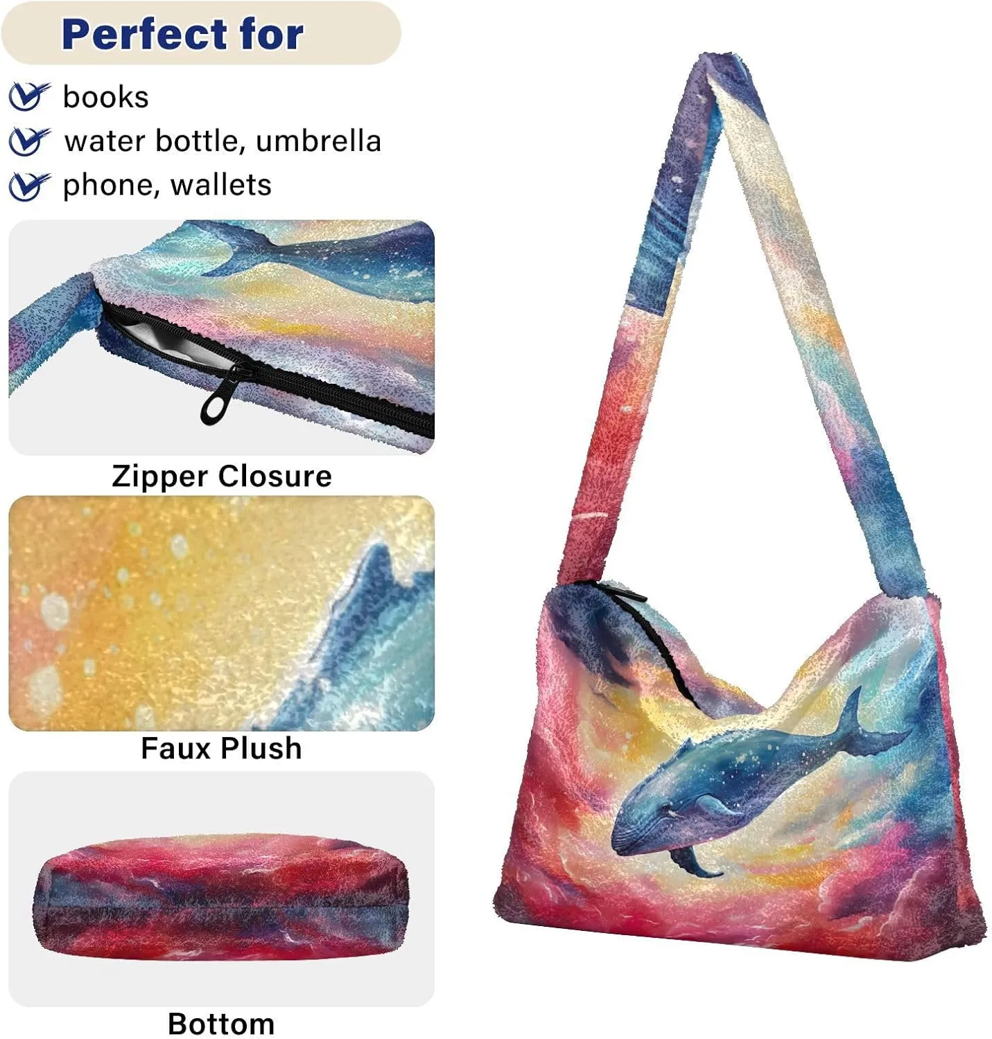 GAIGEO Colorful Forest Mushrooms Woman Shoulder Bag, Shoulder Bag for Women with Zipper, Womens Outdoor Bag