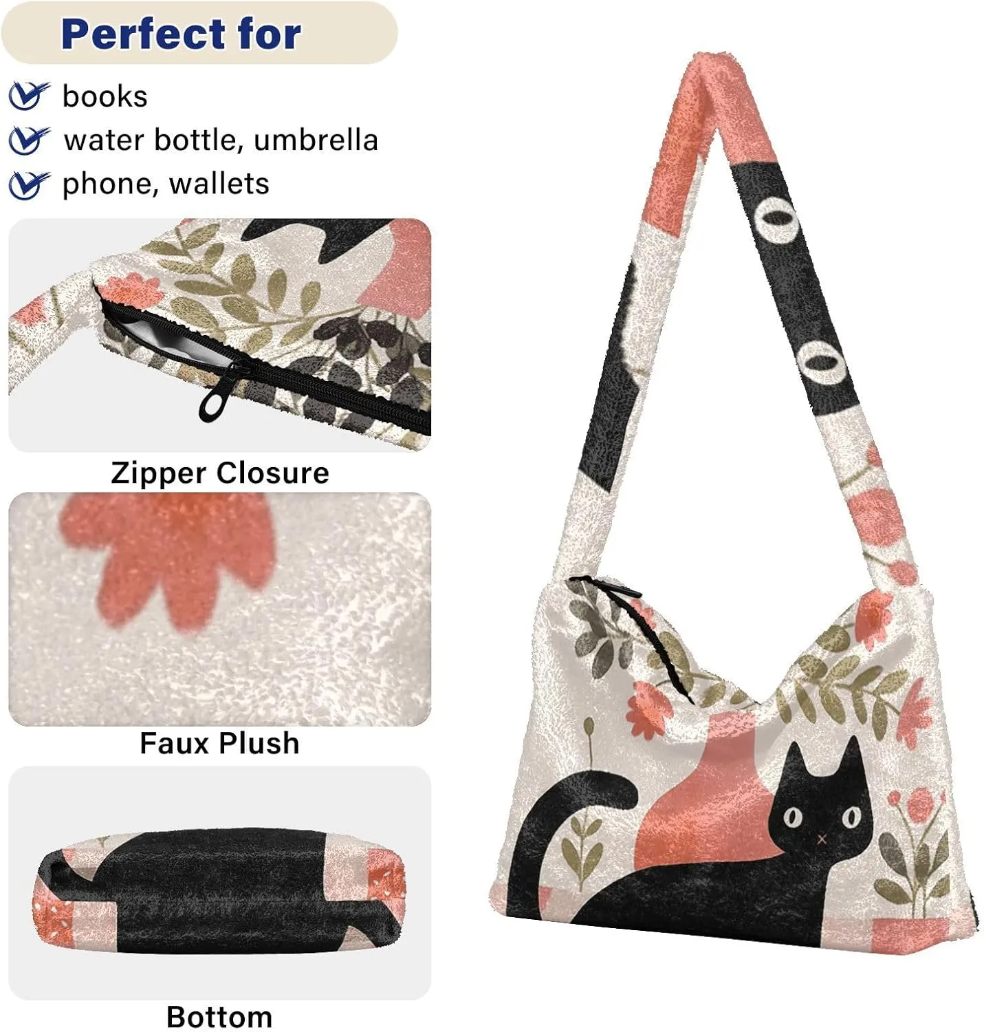 GAIGEO Cute Cat Behind Broken Wall Women's Bag, Crossbody Bookbag for Women, Womens Outdoor Bag