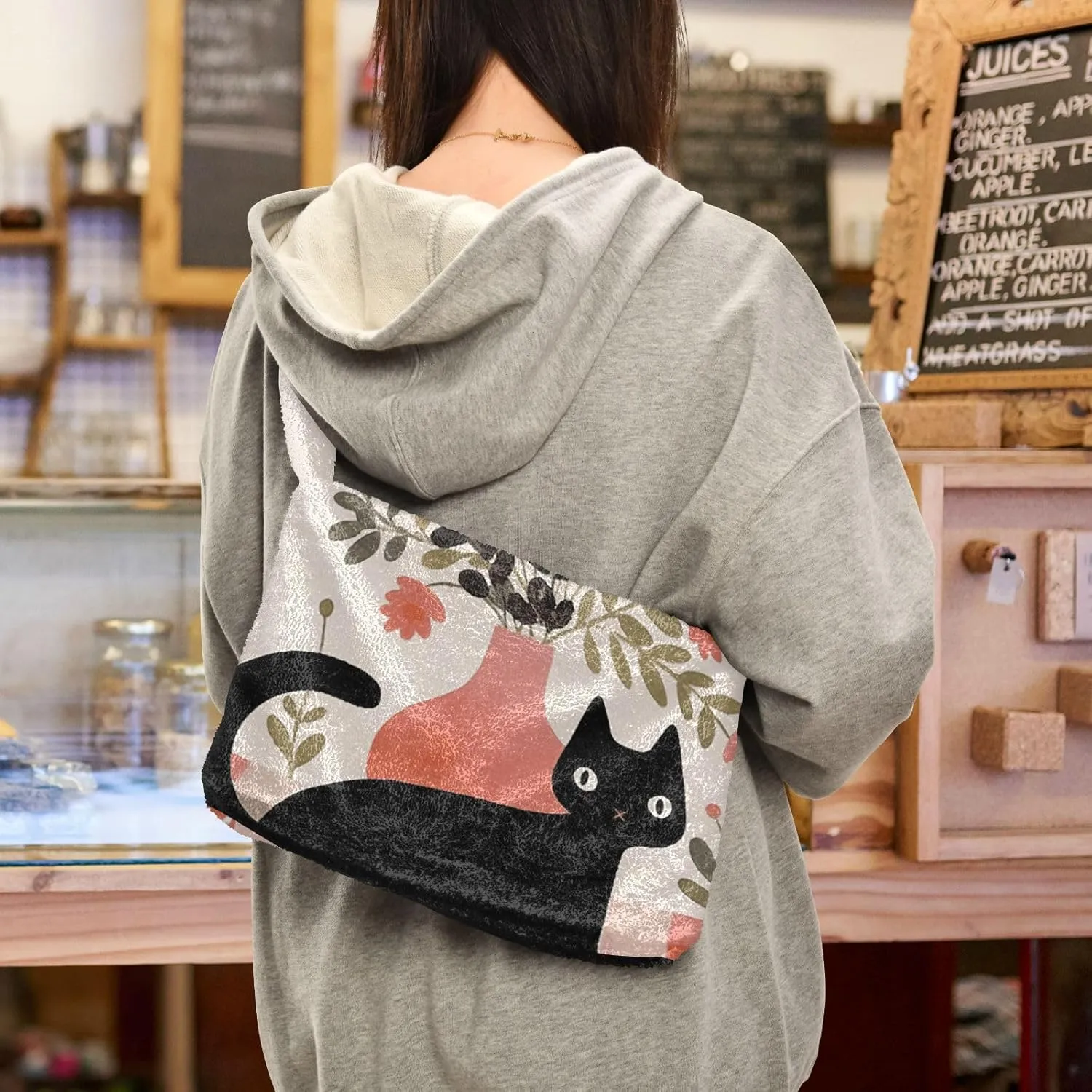 GAIGEO Cute Cat Behind Broken Wall Women's Bag, Crossbody Bookbag for Women, Womens Outdoor Bag