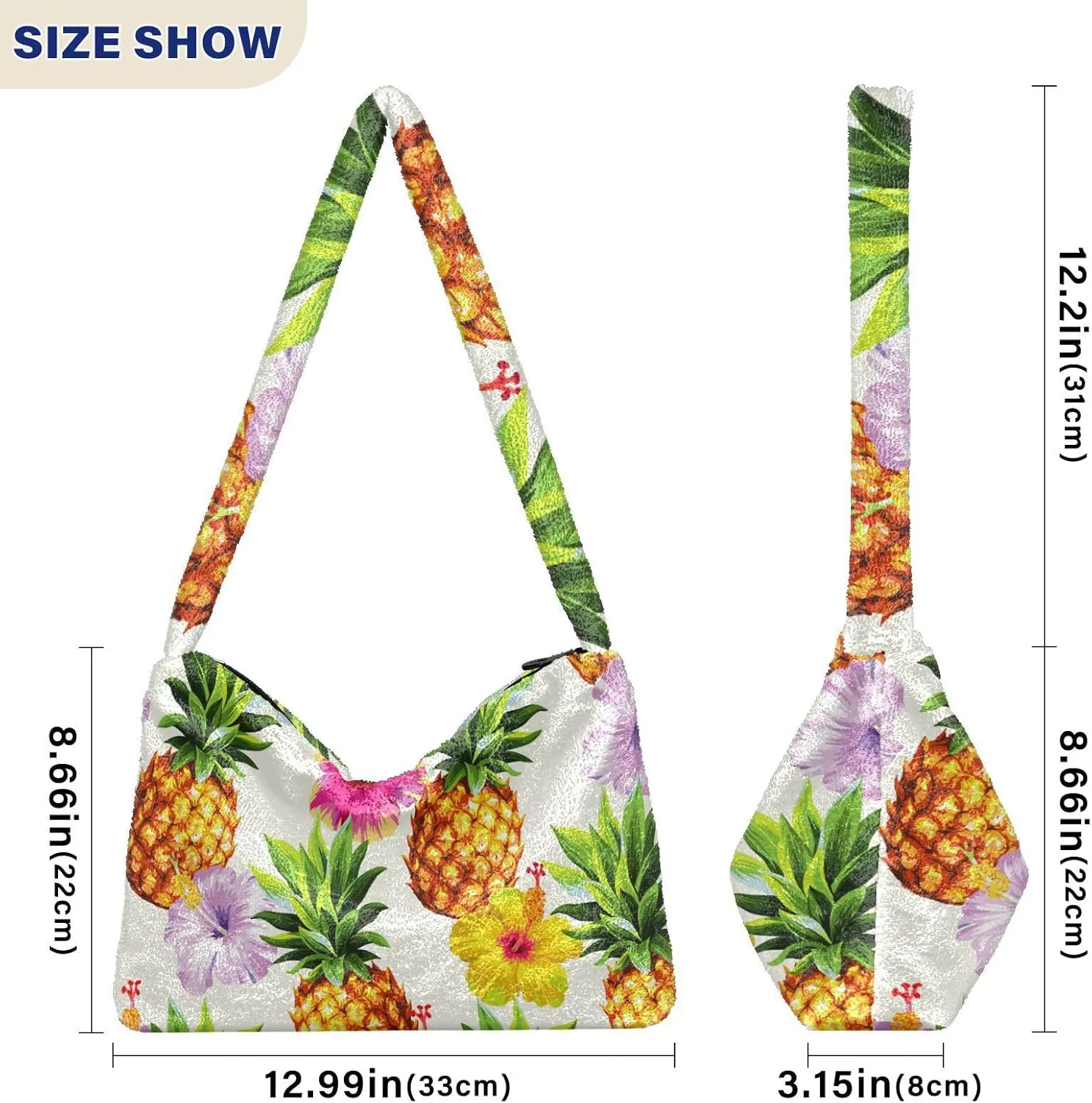 GAIGEO Hawaiian Pineapple Flowers Womens Shoulder Bag, Medium Size Handbags, Womens Outdoor Bag