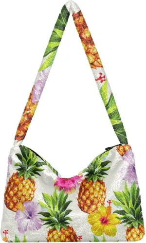 GAIGEO Hawaiian Pineapple Flowers Womens Shoulder Bag, Medium Size Handbags, Womens Outdoor Bag