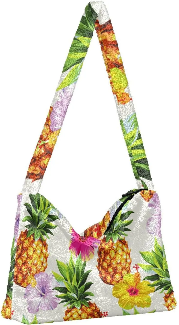 GAIGEO Hawaiian Pineapple Flowers Womens Shoulder Bag, Medium Size Handbags, Womens Outdoor Bag