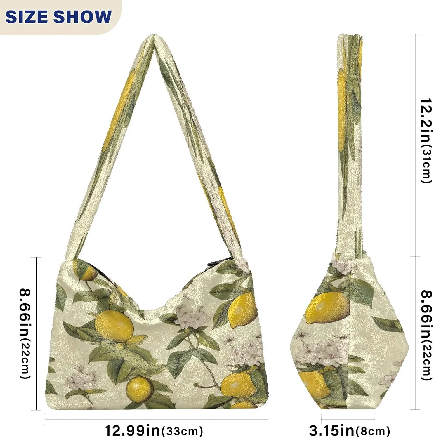 GAIGEO Old Fashioned Lemons Womans Shoulder Bag, Shoulder Bag for Women with Zipper, Womens Outdoor Bag