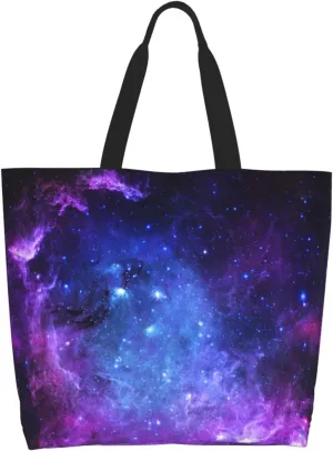 Galaxy Canvas Tote Bag Universe Shoulder Bag Handbag Star Casual Funny Grocery Bags Womens Bag for Outdoor