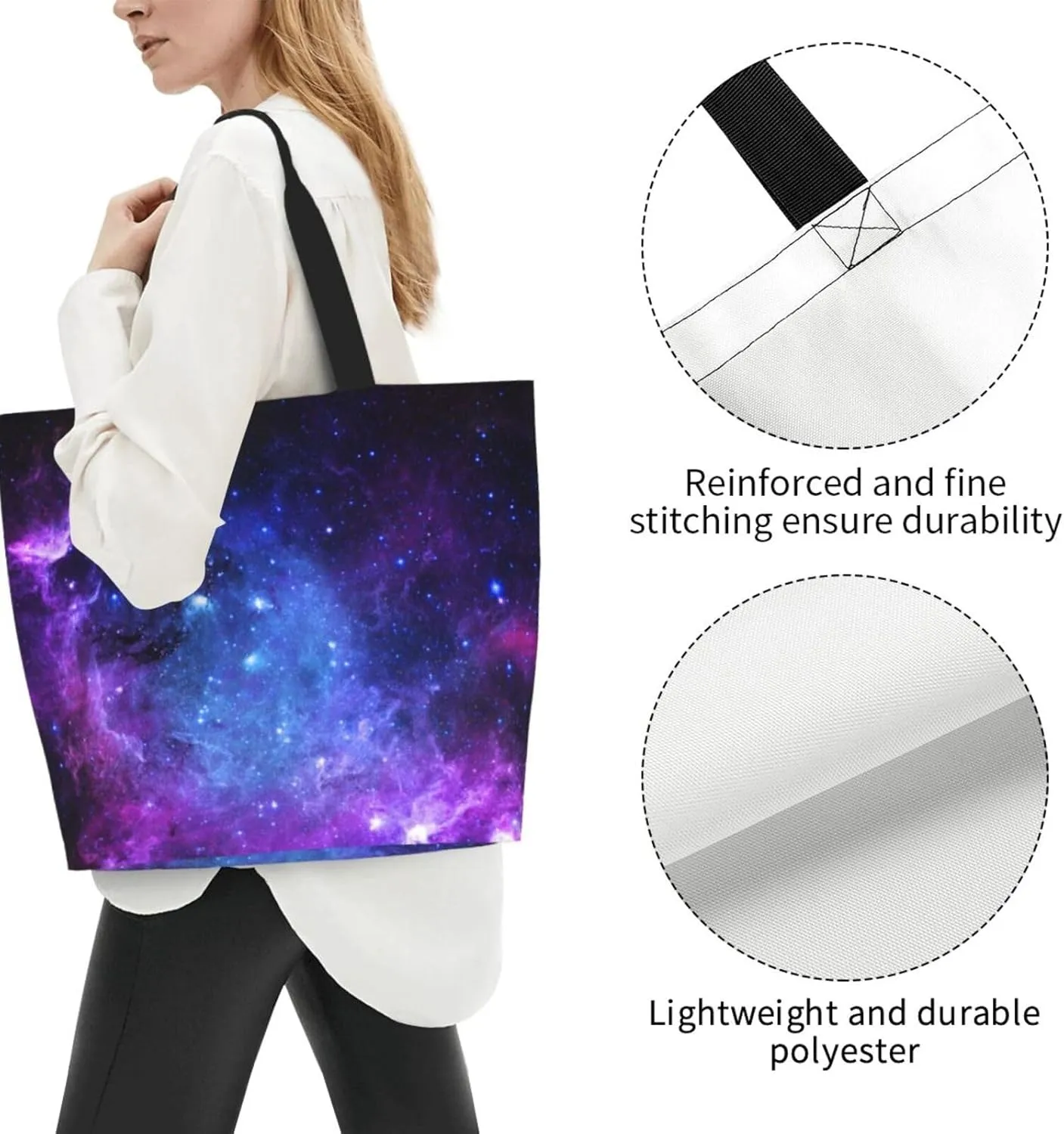 Galaxy Canvas Tote Bag Universe Shoulder Bag Handbag Star Casual Funny Grocery Bags Womens Bag for Outdoor