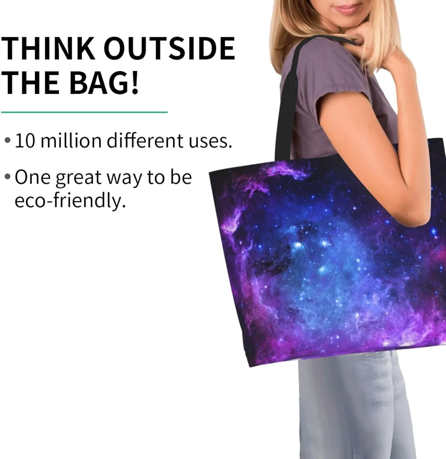 Galaxy Canvas Tote Bag Universe Shoulder Bag Handbag Star Casual Funny Grocery Bags Womens Bag for Outdoor