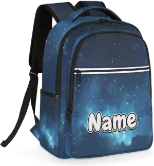 Galaxy Star Outer Space Personalized Laptop Backpack with Name Custom Shoulder Bags for Women Men Waterproof Travel Casual Daypack Laptop Bag Gifts 16.1in