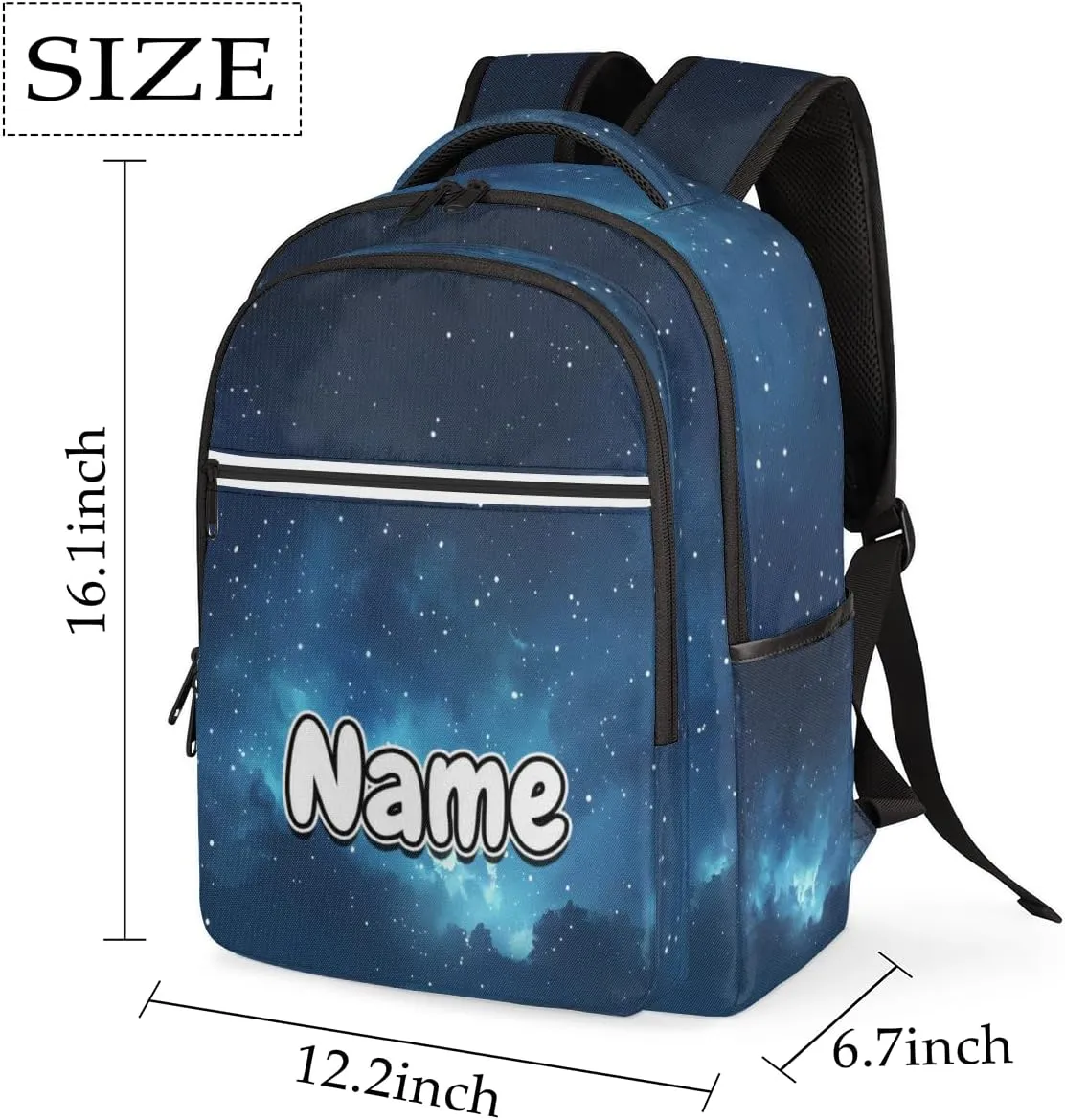 Galaxy Star Outer Space Personalized Laptop Backpack with Name Custom Shoulder Bags for Women Men Waterproof Travel Casual Daypack Laptop Bag Gifts 16.1in