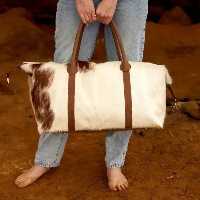 Genuine Cowhide Leather Large Overnight Duffel Bag