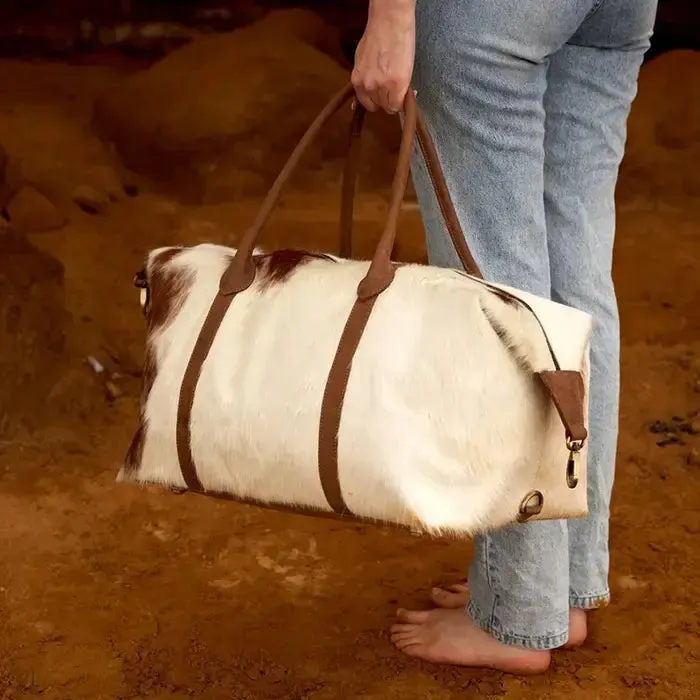 Genuine Cowhide Leather Large Overnight Duffel Bag