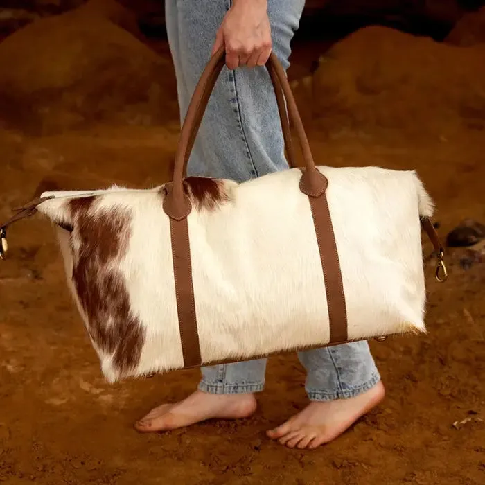 Genuine Cowhide Leather Large Overnight Duffel Bag