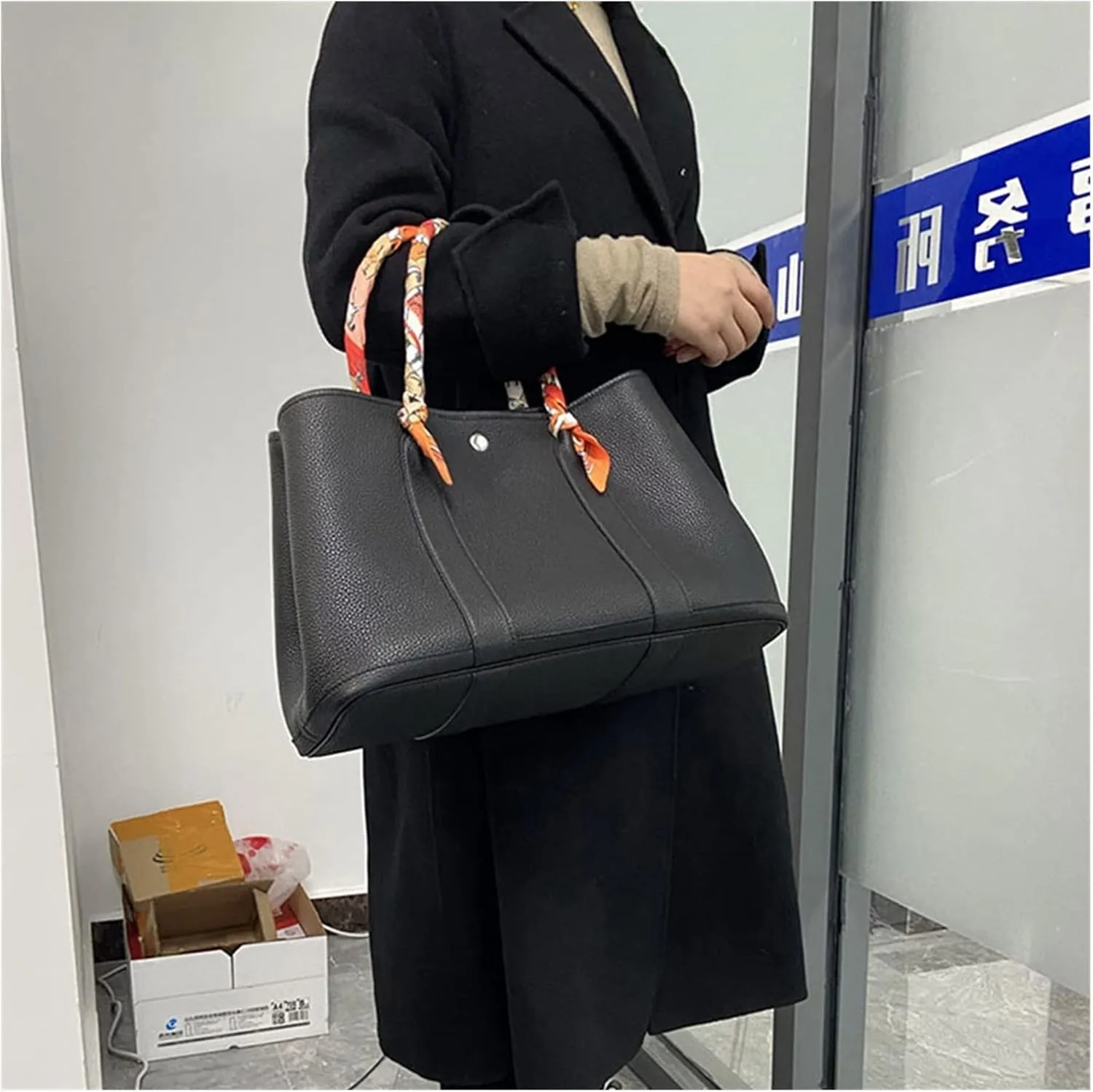 Genuine Leather Black Womens Casual Tote Bags Leather Large Capacity Shoulder Bag Purse HandBag(G)