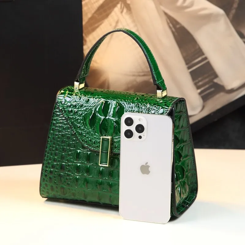 Genuine Leather Crocodile Crossbody Bag – Luxury Handbag
