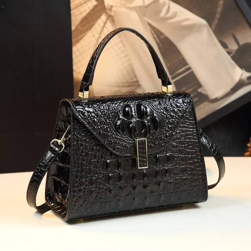 Genuine Leather Crocodile Crossbody Bag – Luxury Handbag