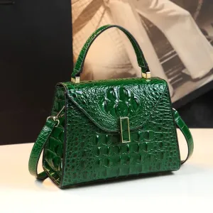 Genuine Leather Crocodile Crossbody Bag – Luxury Handbag