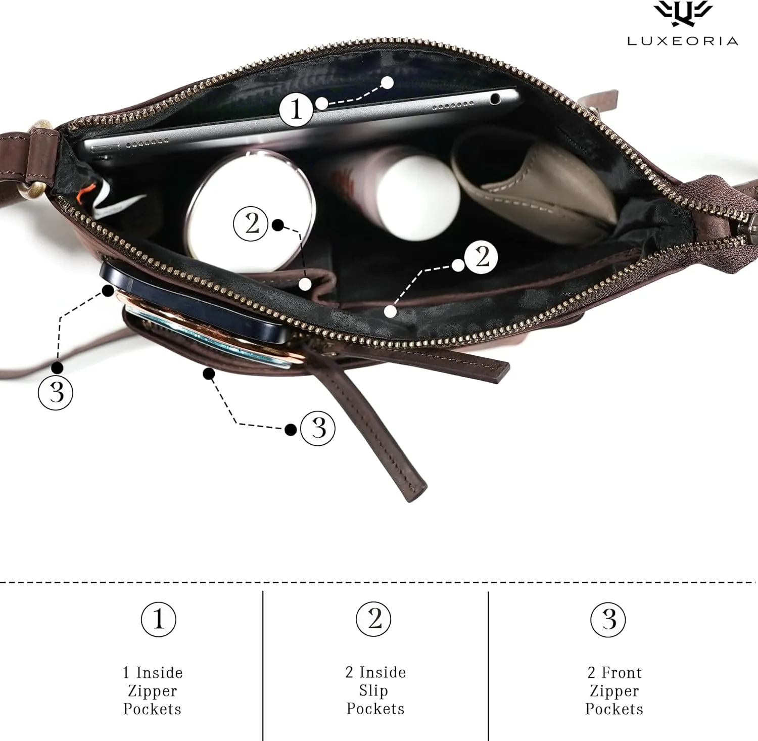 Genuine Leather Crossbody Bags for Women, Premium Handmade Leather Purses - Shoulder Handbags, Adjustable Strap