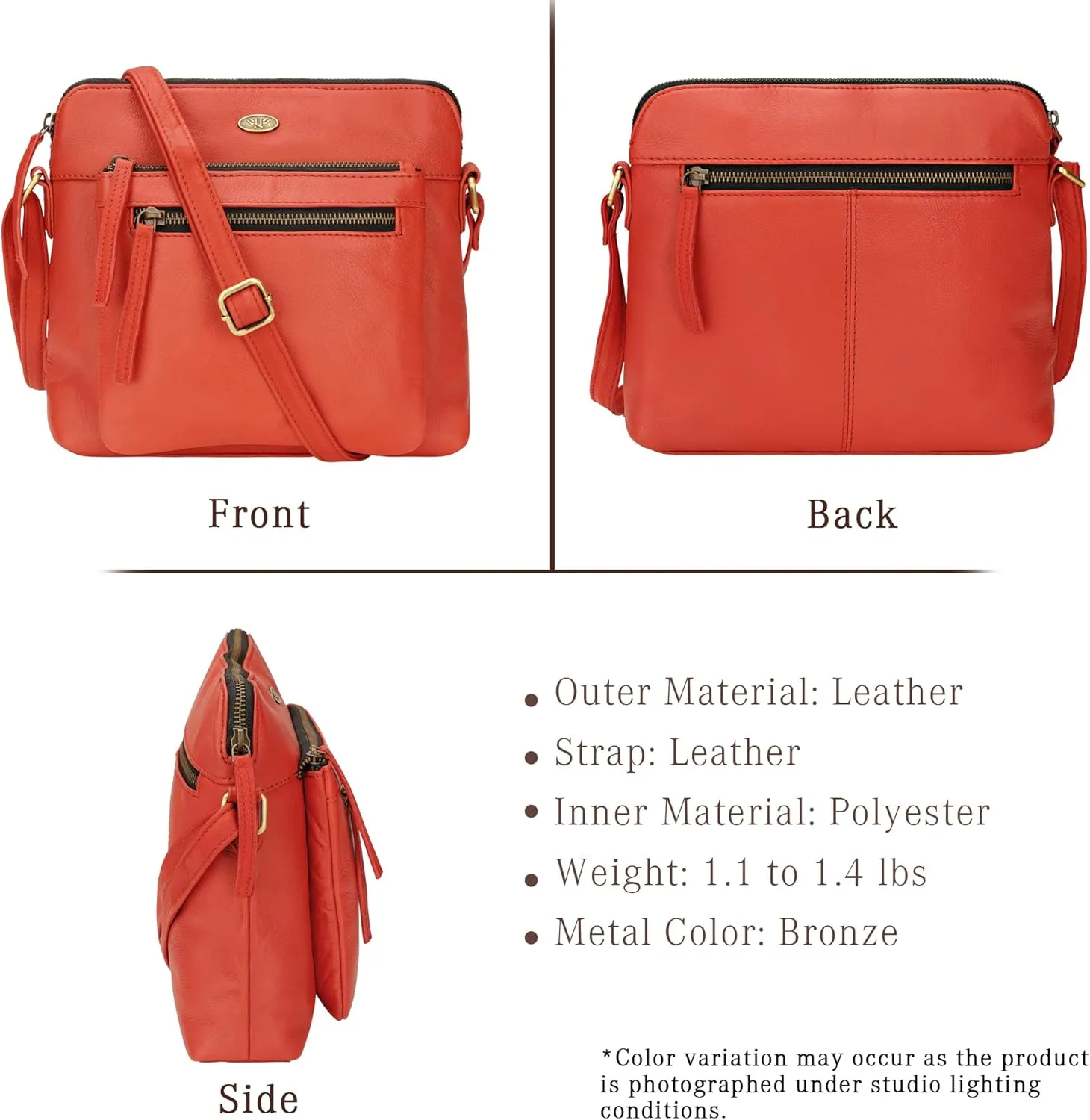 Genuine Leather Crossbody Bags for Women, Premium Handmade Leather Purses - Shoulder Handbags, Adjustable Strap